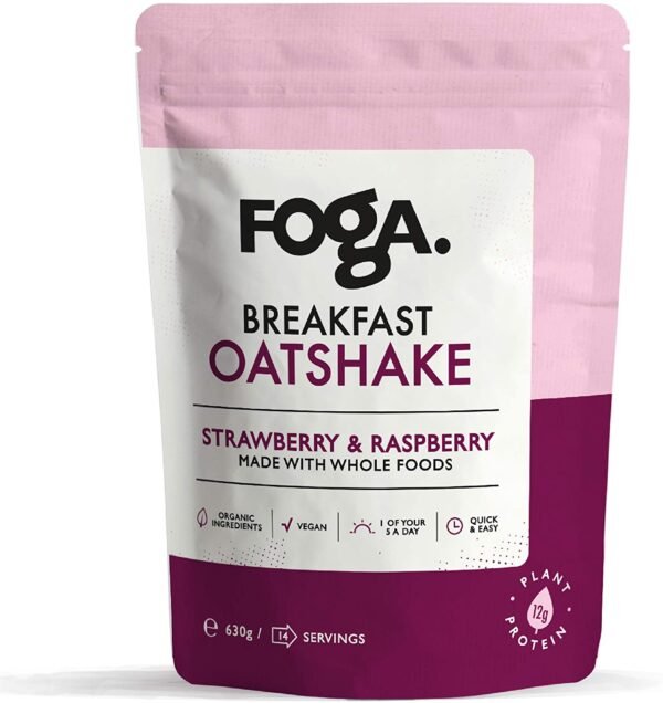 FOGA Breakfast Oatshake | Strawberry & Raspberry | Vegan Protein | Organic Meal Replacement Shake